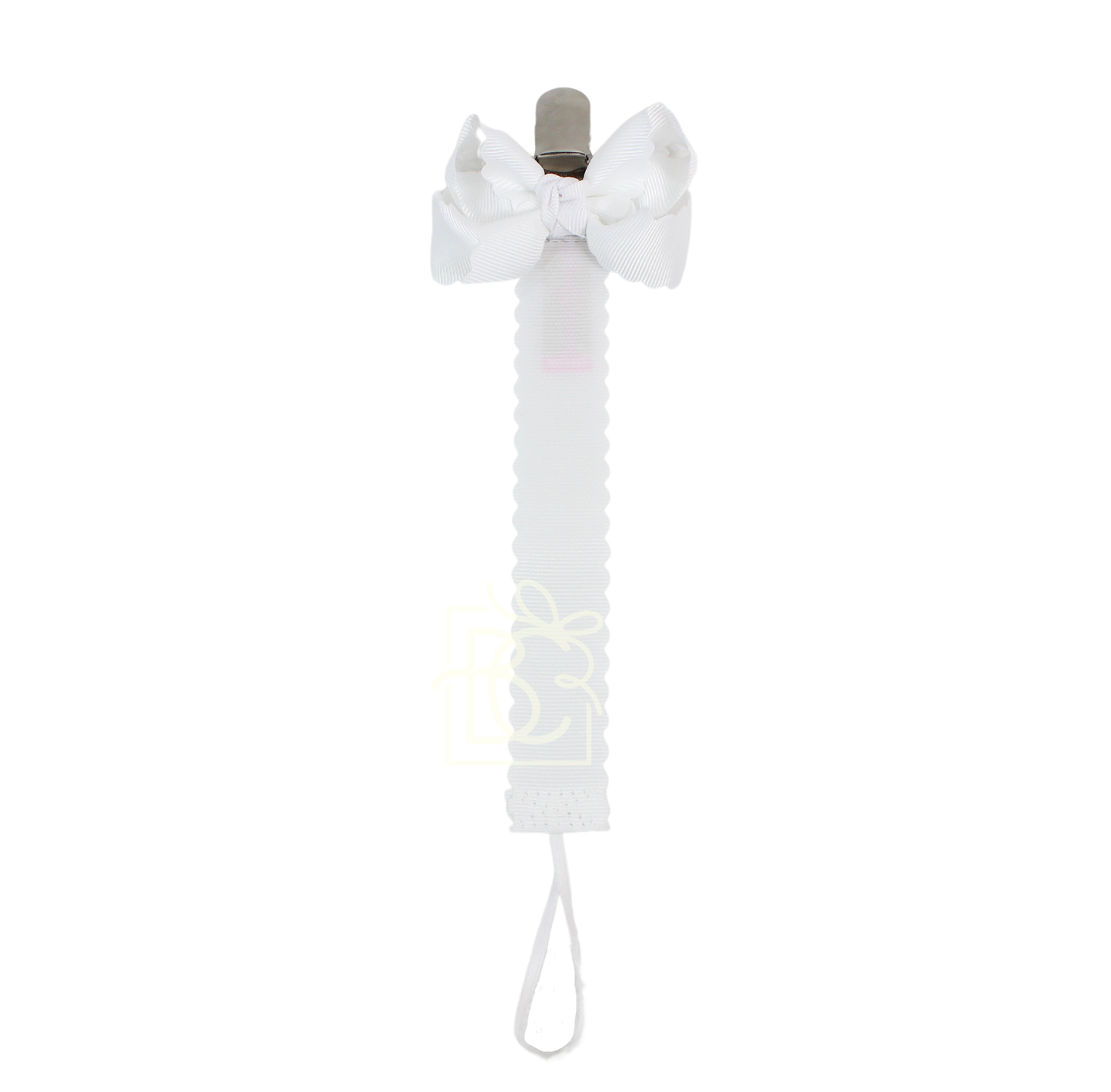 Scalloped Grosgrain Pacifier Clip w/ Detachable Bow