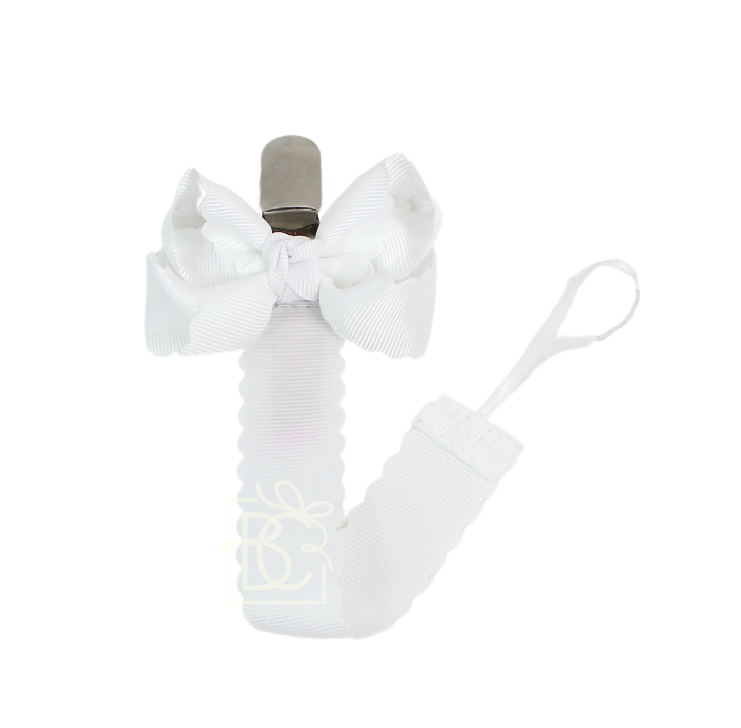 Scalloped Grosgrain Pacifier Clip w/ Detachable Bow
