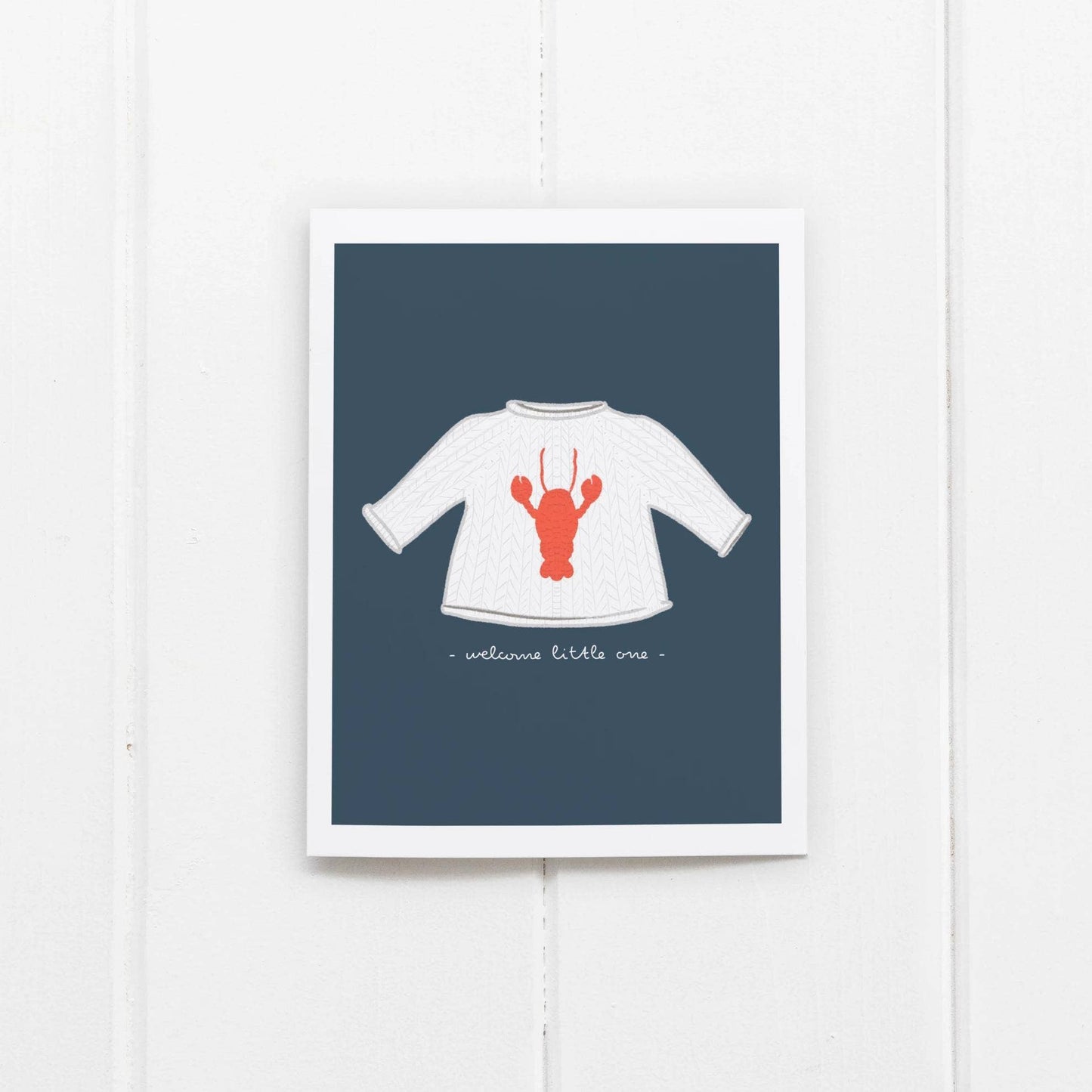 Lobster Sweater Welcome Little One Greeting Card