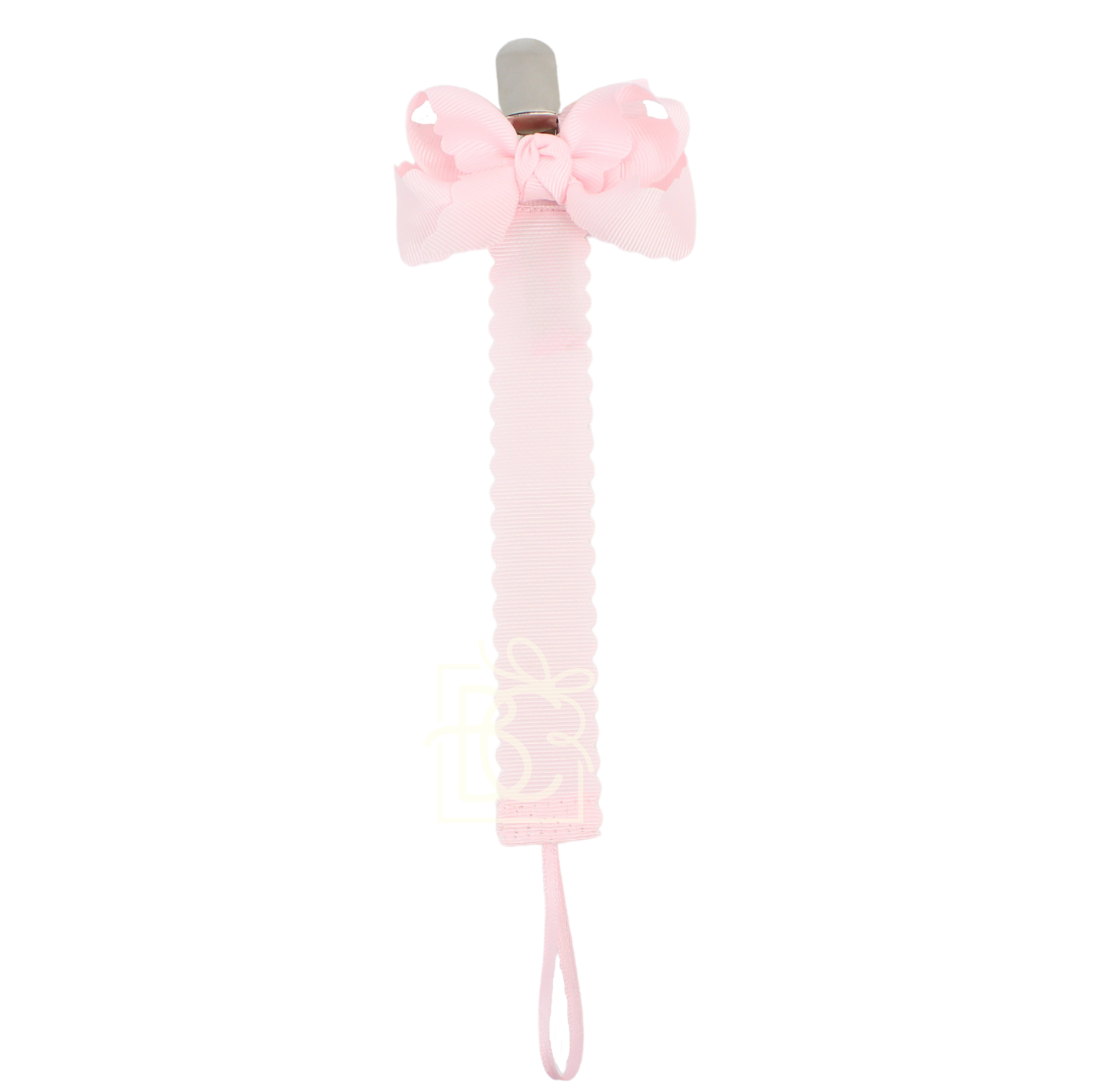 Scalloped Grosgrain Pacifier Clip w/ Detachable Bow