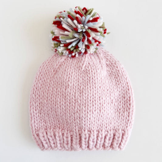 Merry Hat Pink Baby Kid Girl Knit Beanie Christmas Holiday