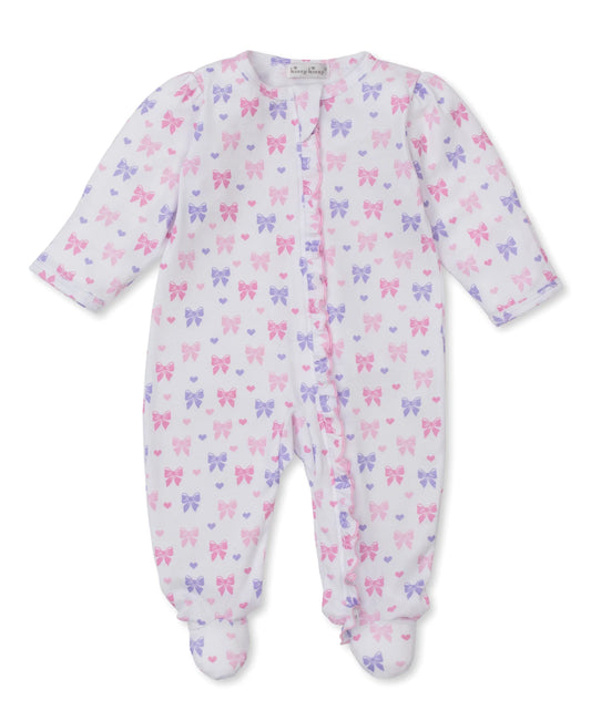 Billowy Bows White Zip Footie