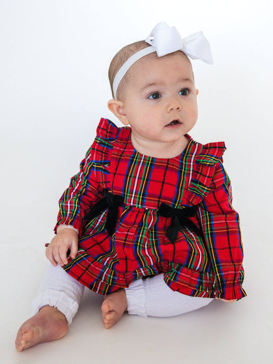 Plaid Bow Swing Top & Bloomer Set