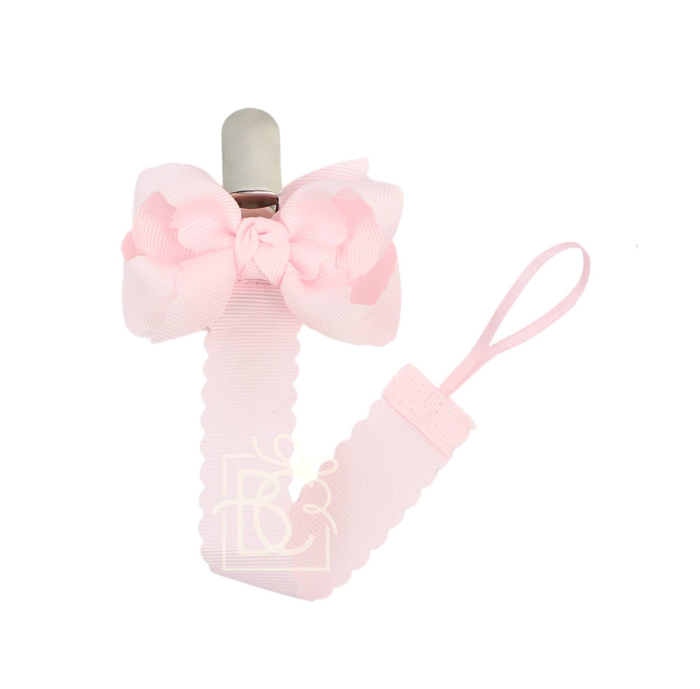 Scalloped Grosgrain Pacifier Clip w/ Detachable Bow