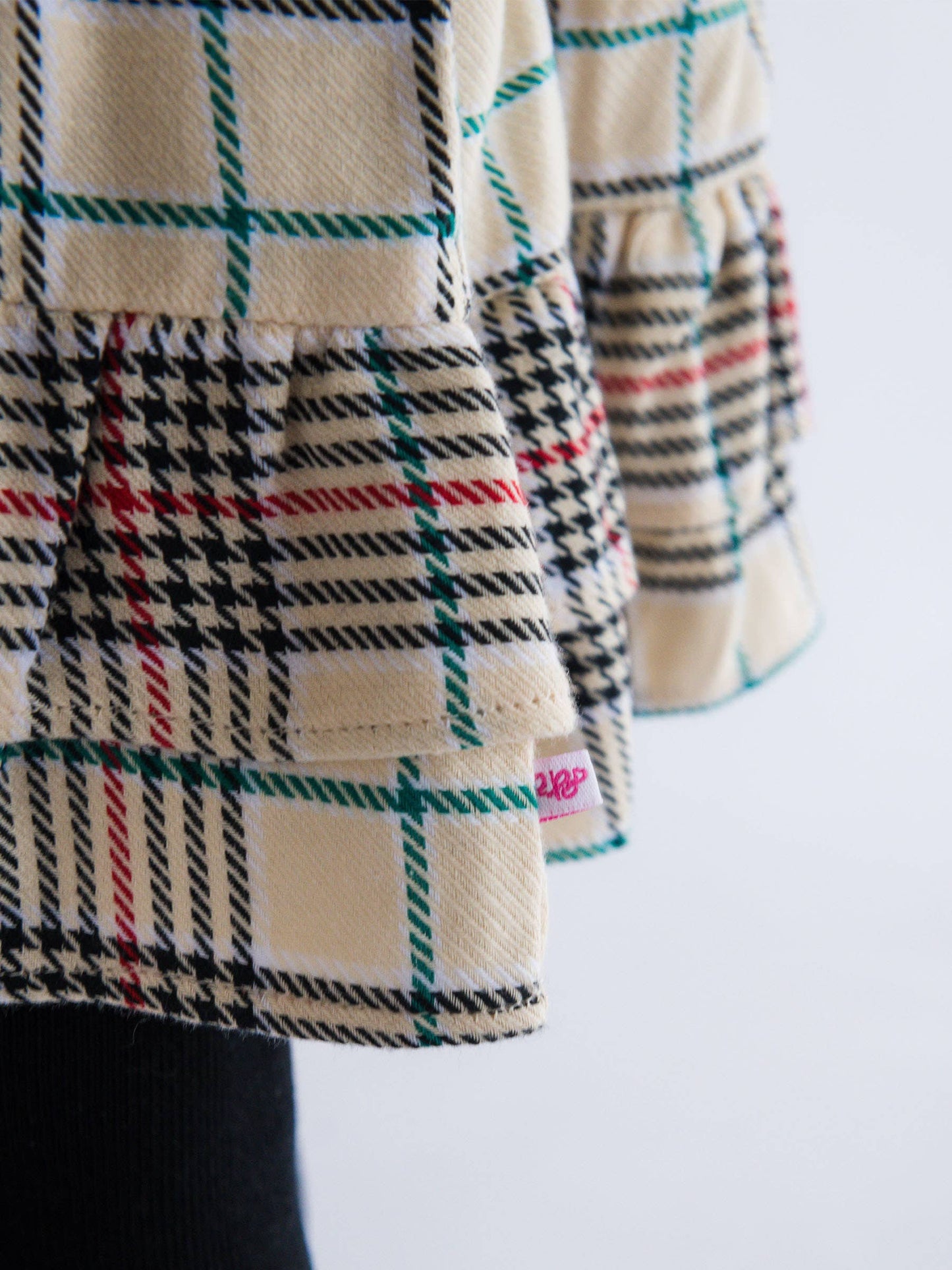 Plaid Long Sleeve Bow Dress