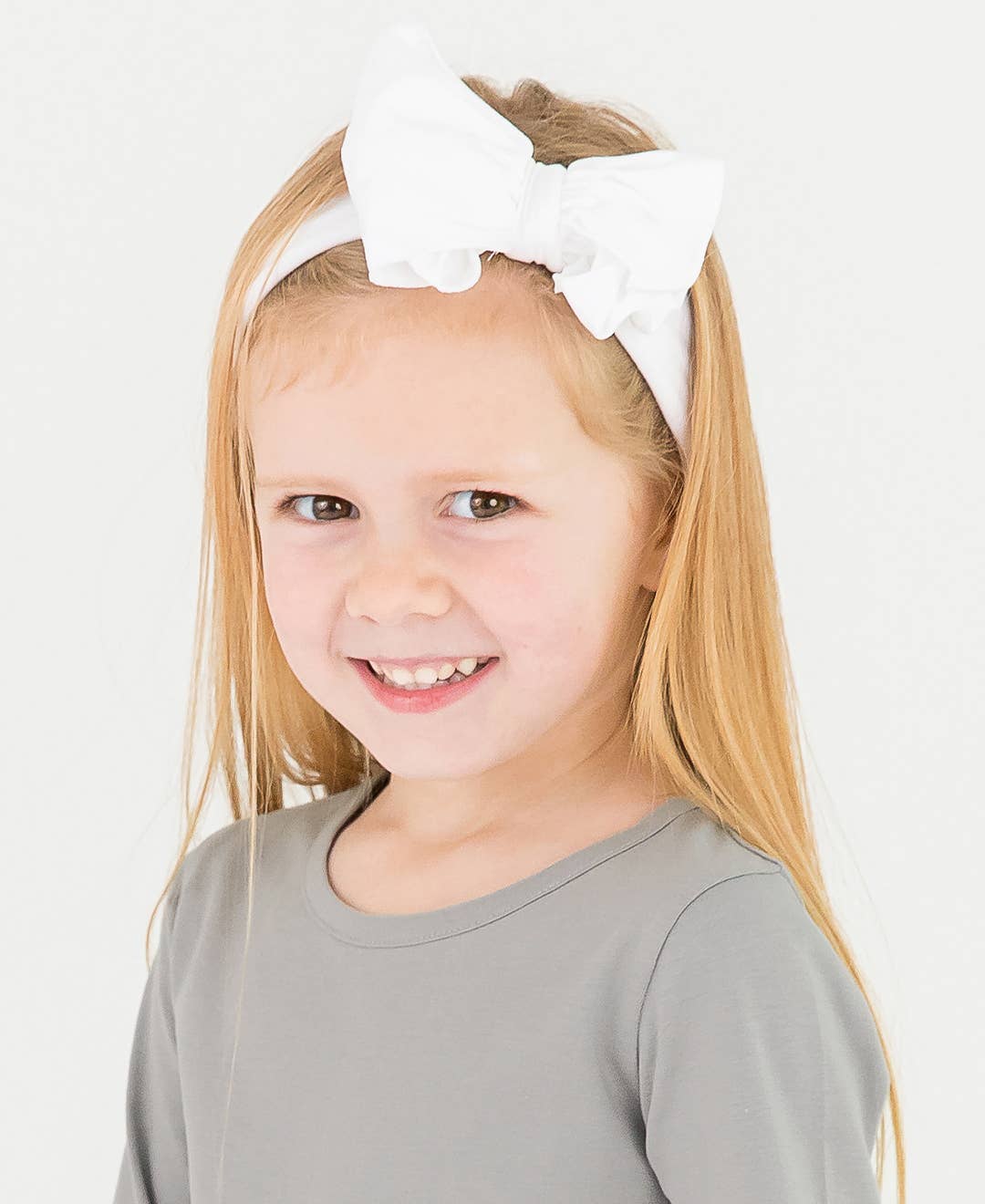 Girls White Big Bow Headband