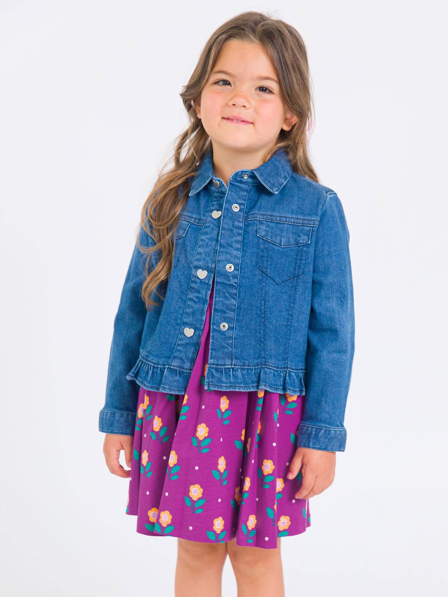 Girls Denim Ruffle Jacket