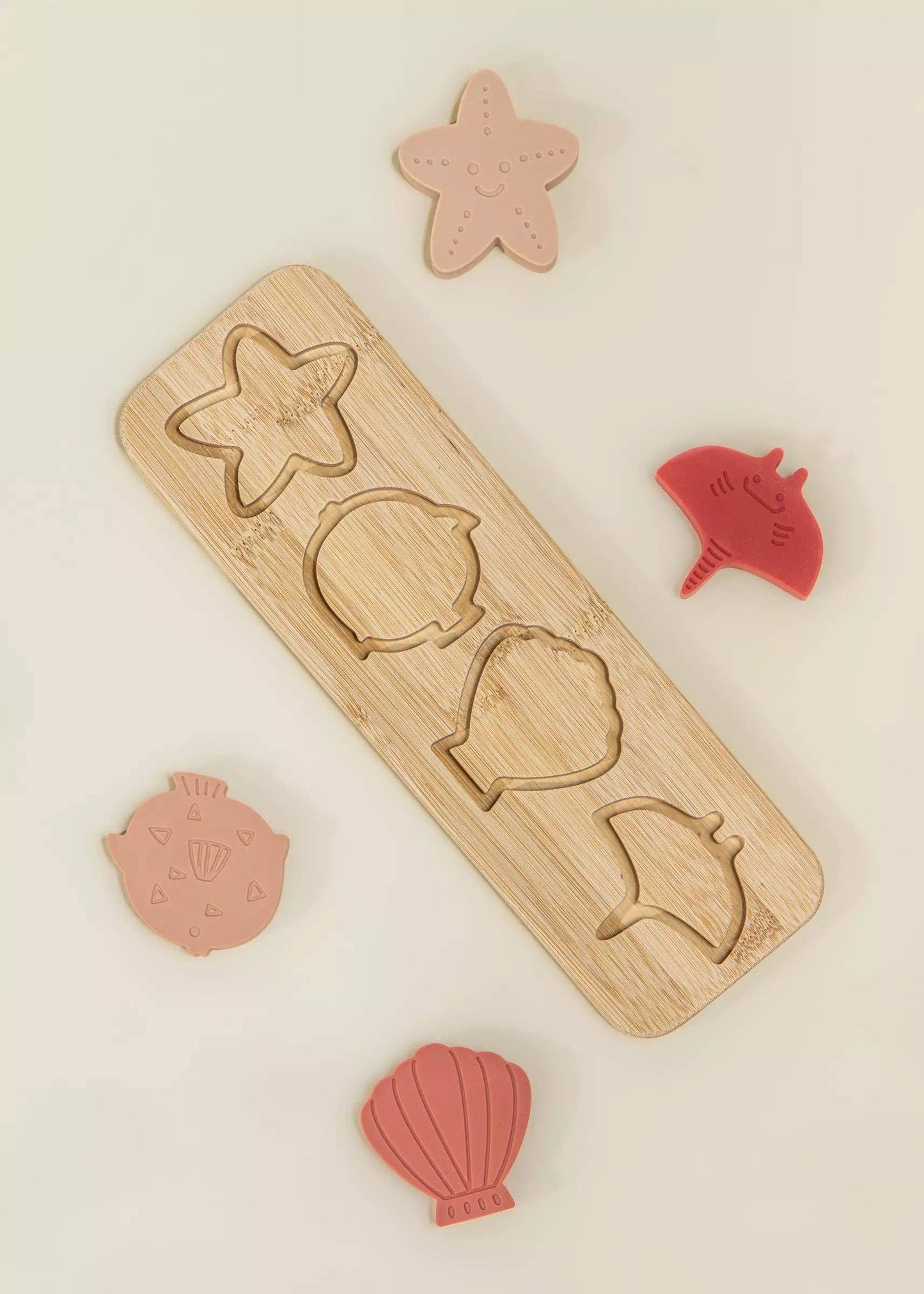 Silicone Puzzle on Wooden Plate - Ocean
