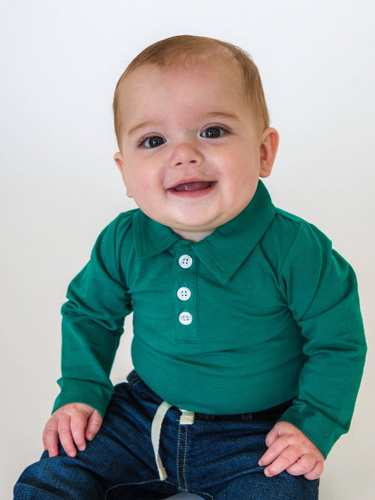 Emerald Green Knit Polo Bodysuit