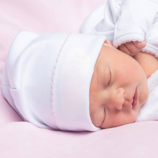 White Hat with Pink Trim