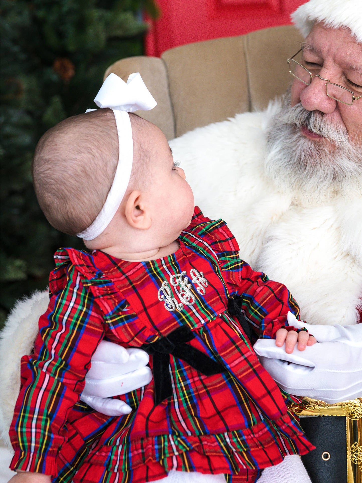 Plaid Bow Swing Top & Bloomer Set