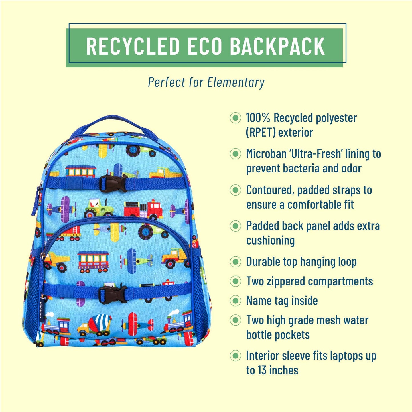 Trains, Planes & Trucks Medium Eco Backpack - 12L