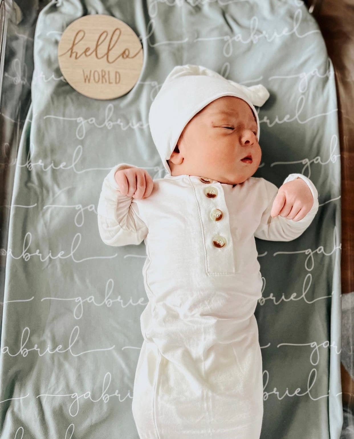 Newborn Gown and Hat Set