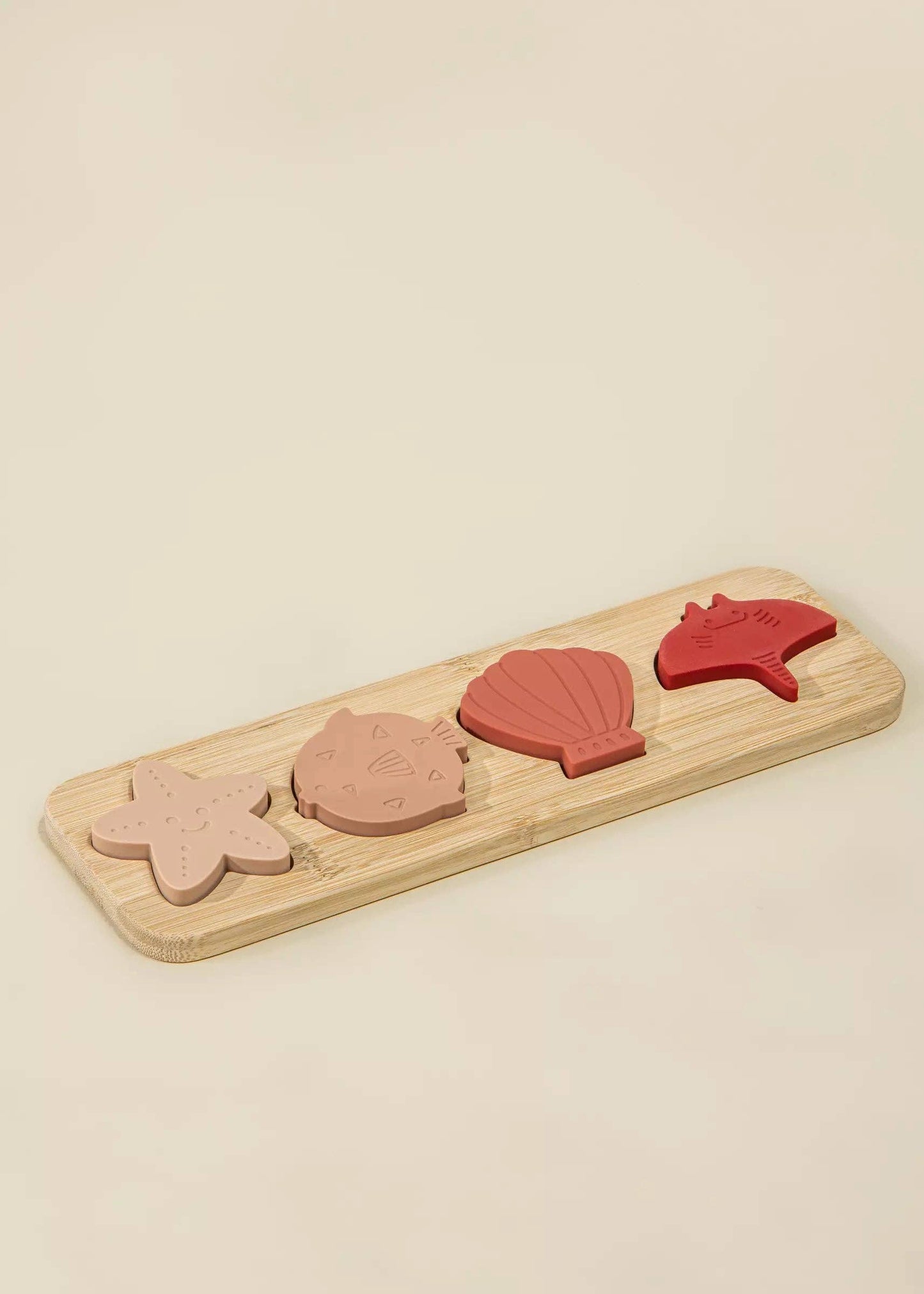 Silicone Puzzle on Wooden Plate - Ocean