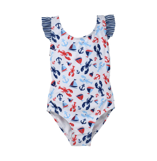 Kids UPF50+ Girls Lili Ruffles & Bow Swimsuit