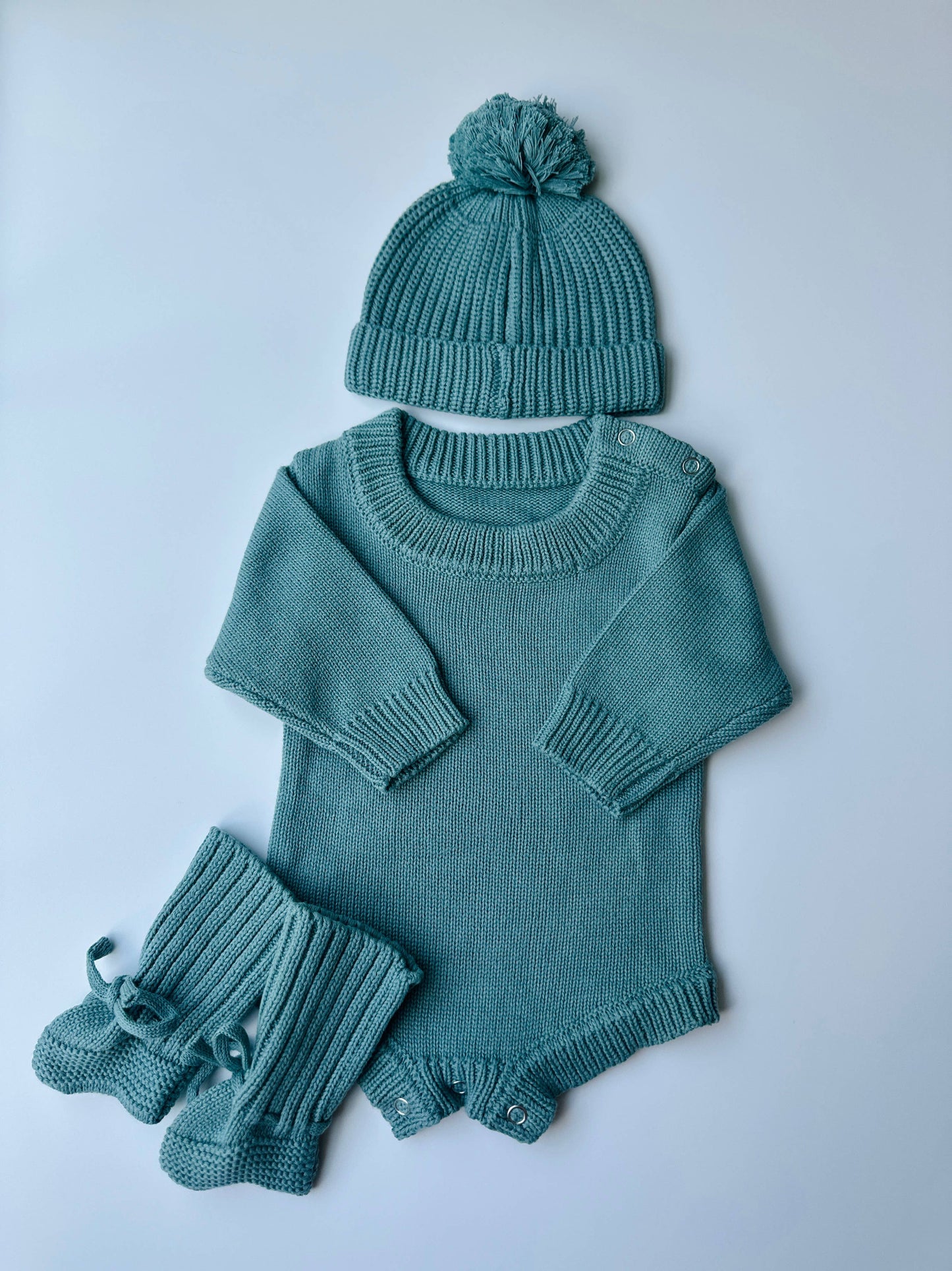 Cotton Baby Sweater, Hat & Booties Set – 0-3 Months