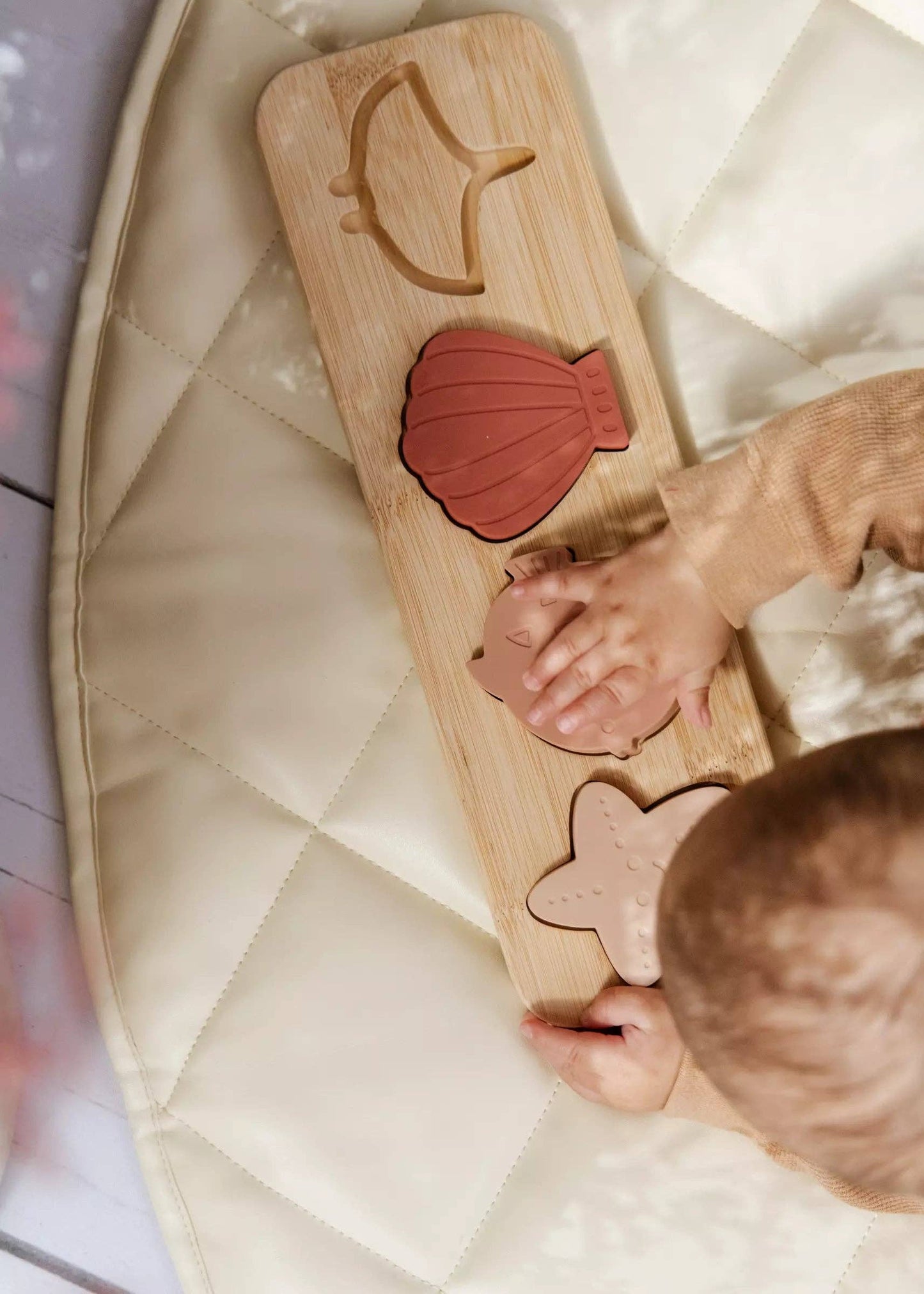 Silicone Puzzle on Wooden Plate - Ocean