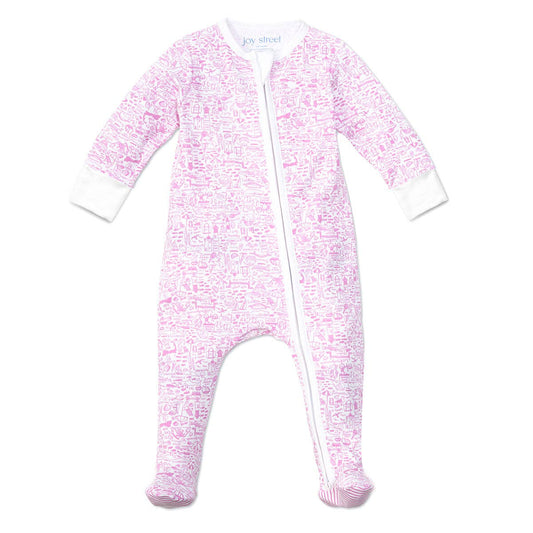 Cape Cod Zip Baby Onesie/ Pink