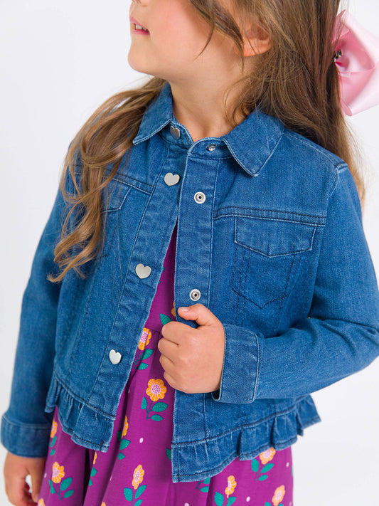 Girls Denim Ruffle Jacket