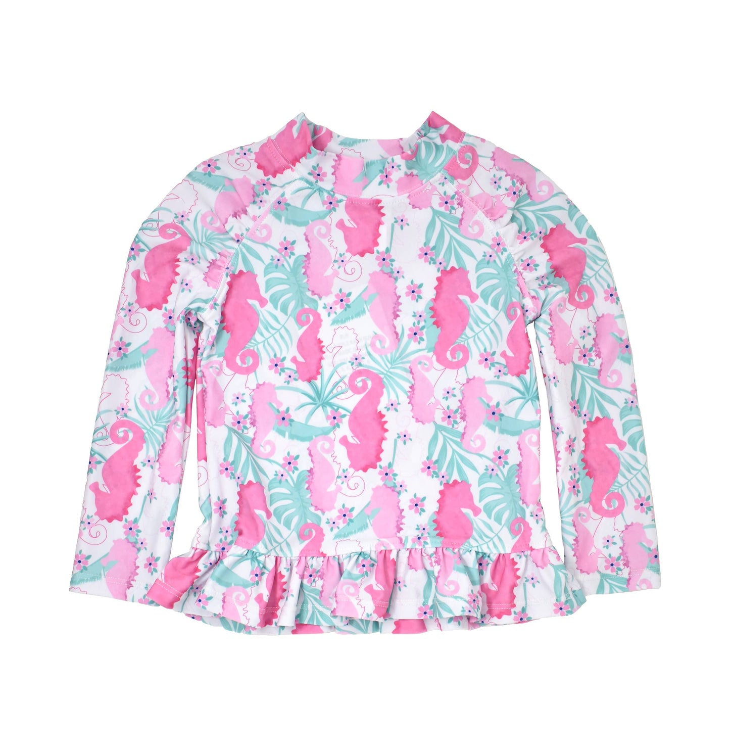 Kids UPF50+ Girls Ruffle Rash Guard Swim Top