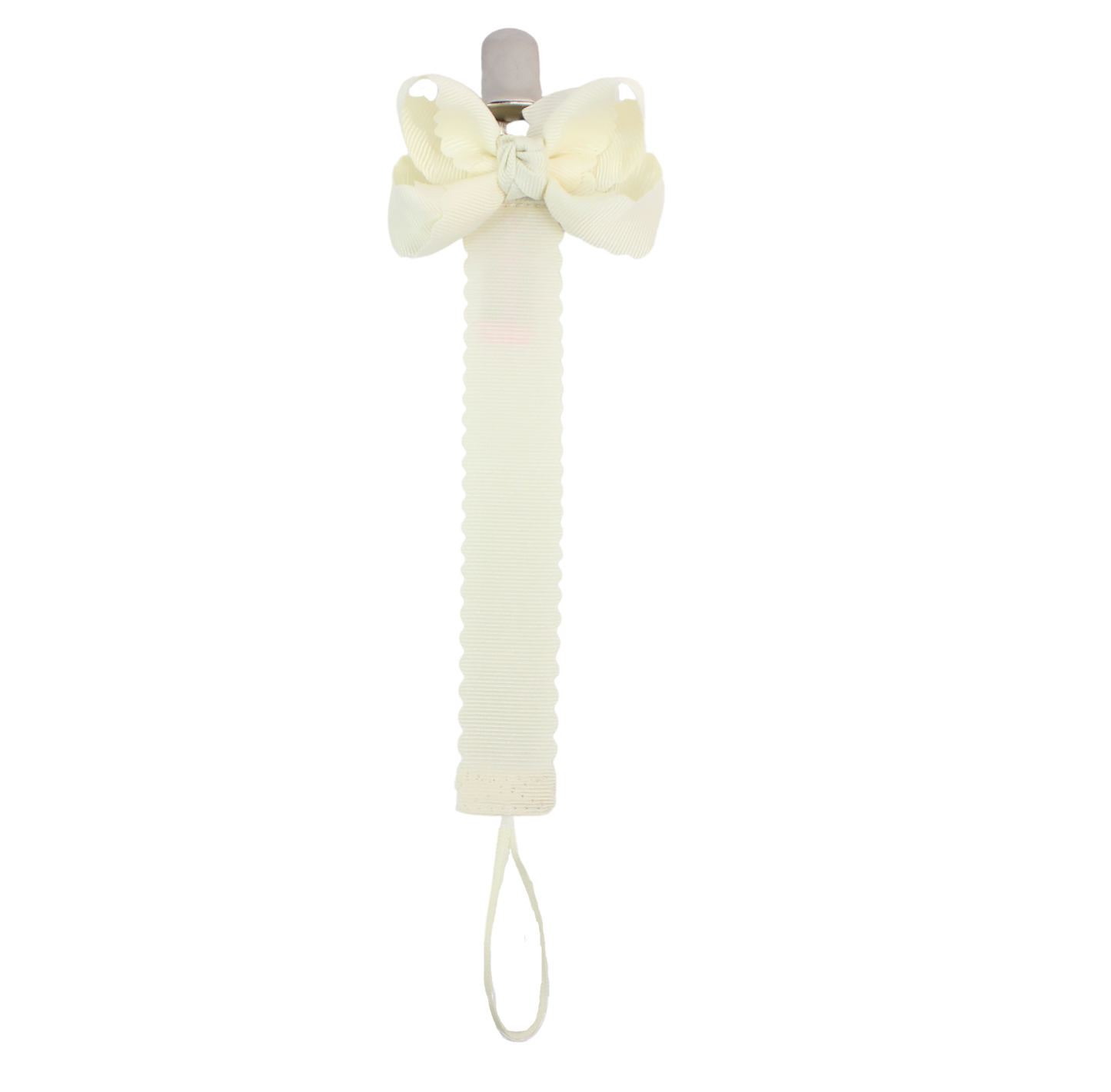 Scalloped Grosgrain Pacifier Clip w/ Detachable Bow
