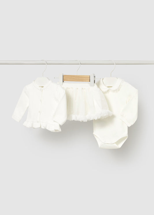 Newborn Girl 3-Piece Set Ecru